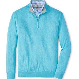 Peter Millar Radiant Blue / Turquoise Crest Quarter Zip Pullover Sweater MS23S25